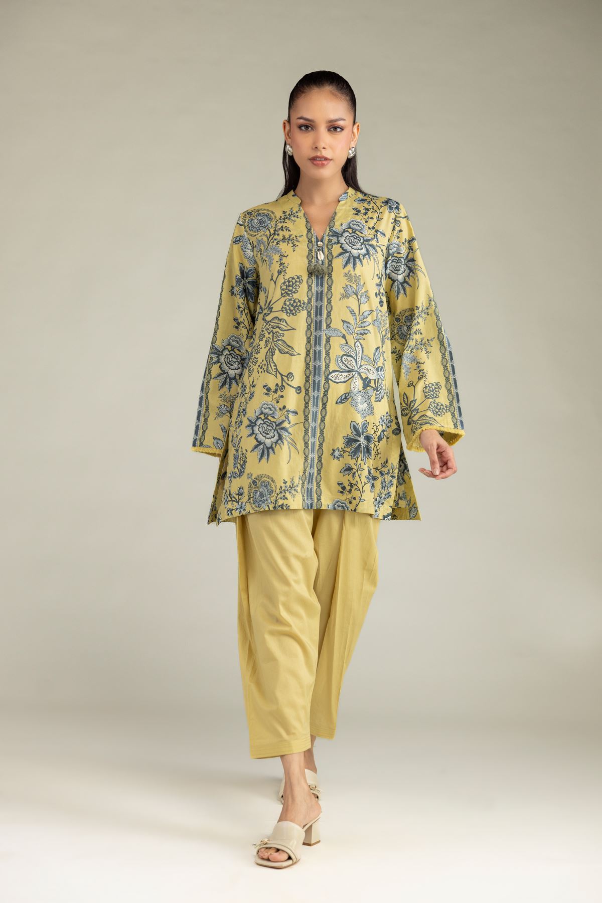 Printed Cambric Solid Cambric Shalwar - 1-26-309-B-D1-VG