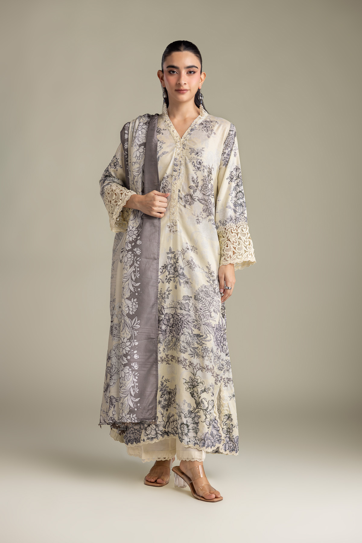 Printed Mesuri Floral Mesuri Dupatta - 1-26-415-A-A1-VG