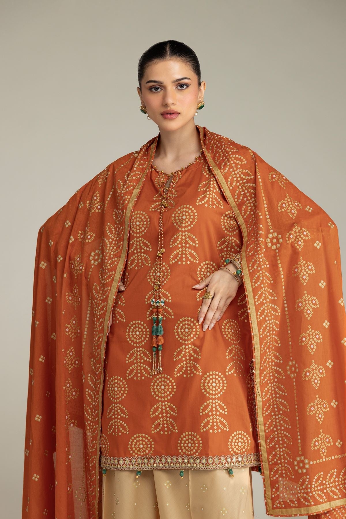 Embroidered Cambric Cambric 3-Piece Co-ord - 12-26-116-F-E-VG