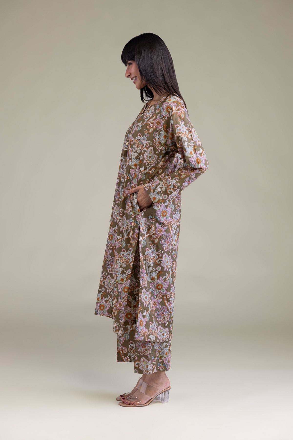 Printed Cambric Brown Cambric Pants - 25-09-10E8-11TB-VG