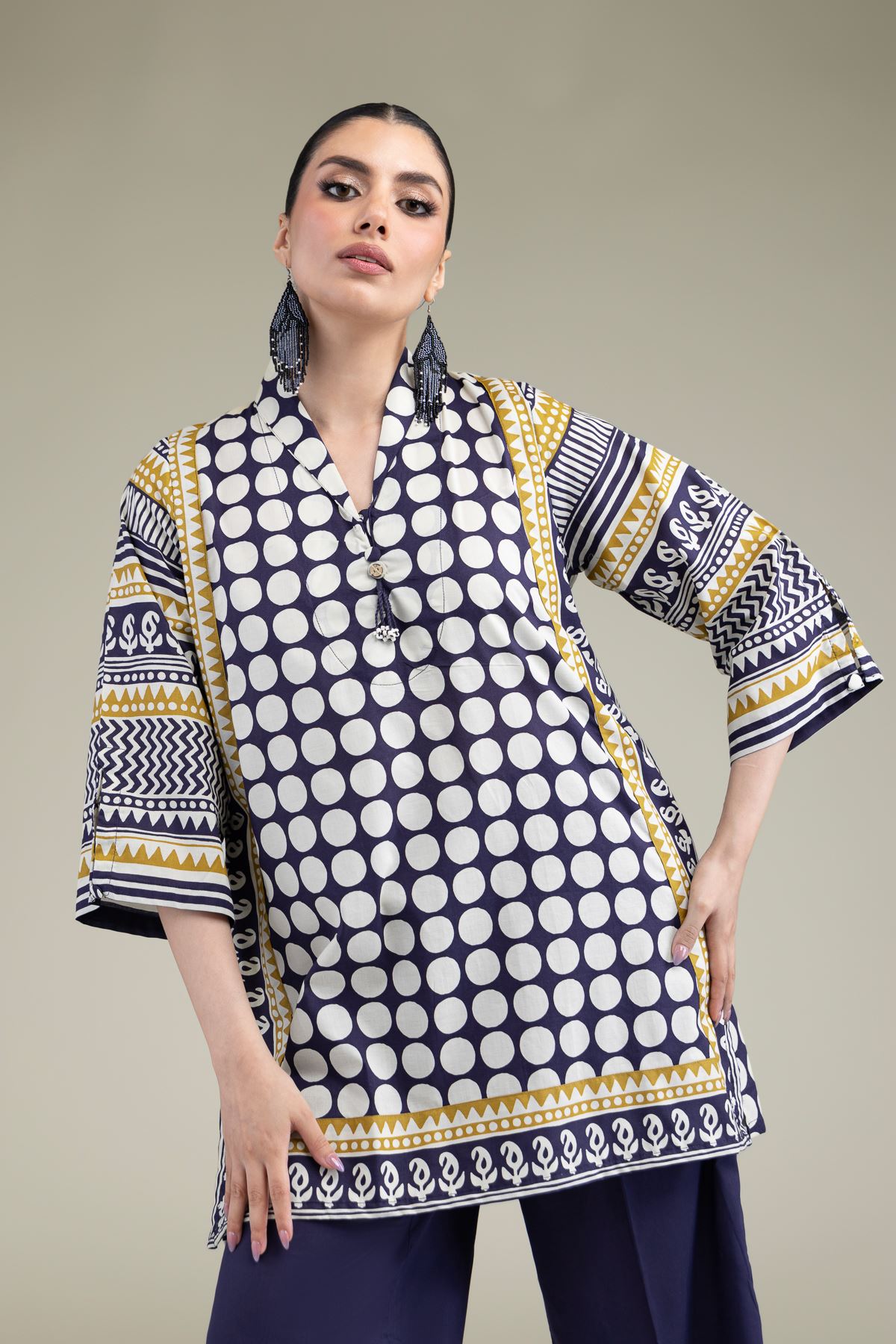 Printed Cambric Short Cambric Kurta - T-A11-26-105FC1-VG