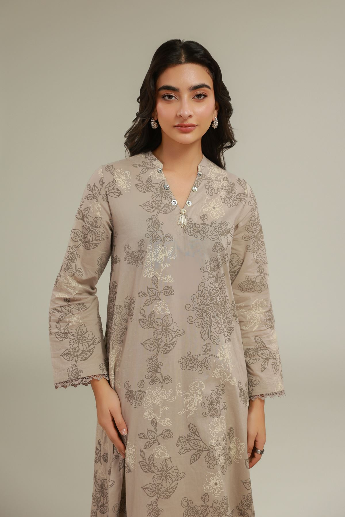Cambric Floral Cambric Kurta - 1001924537