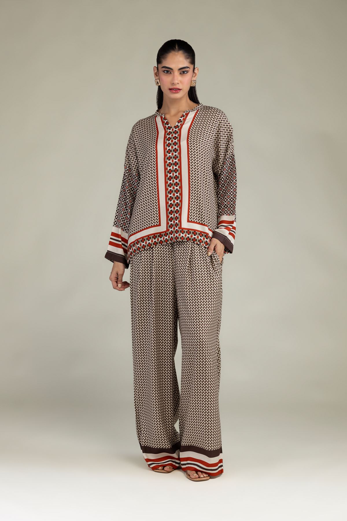Embroidered Viscose Crepe Viscose Crepe Trousers - 6-26-205-A-A1-VG