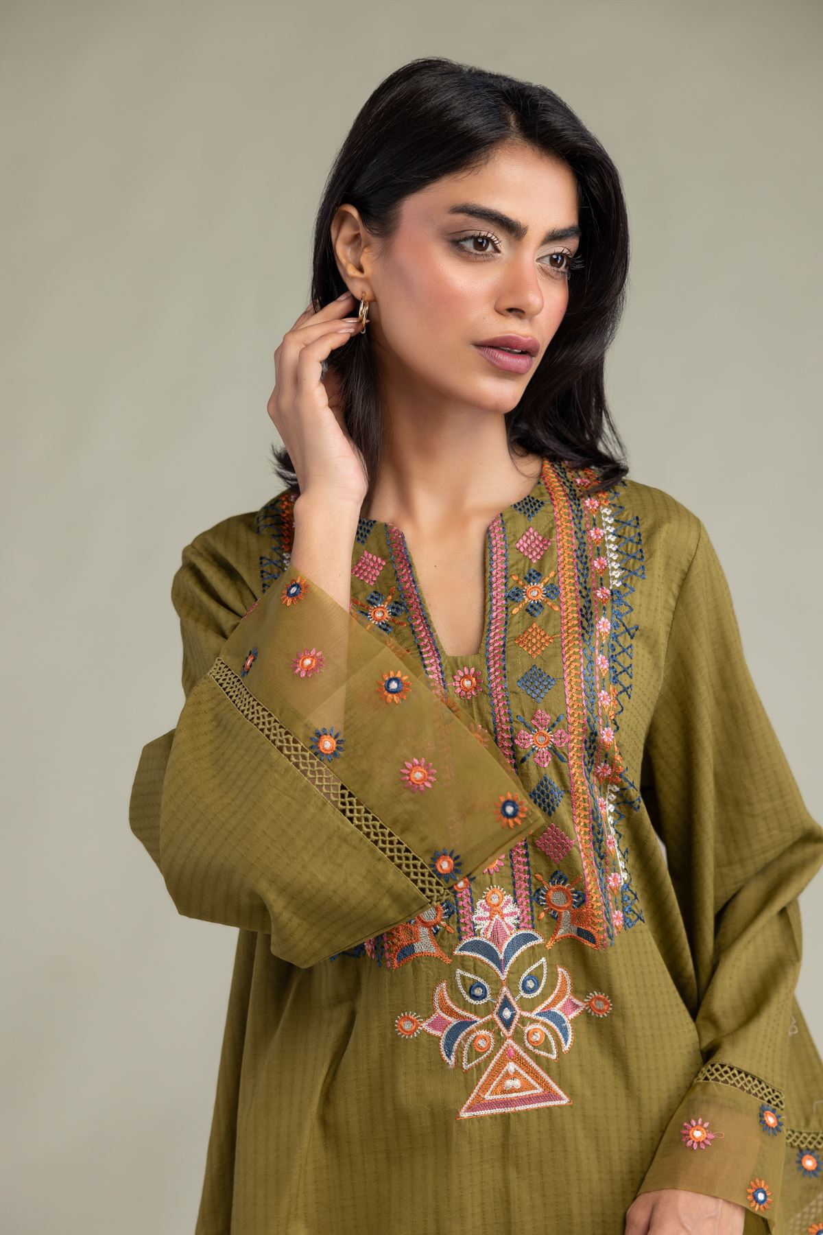 Embroidered Cotton Dobby Cotton Dobby Kurta - 8-26-303-A-C1-VG