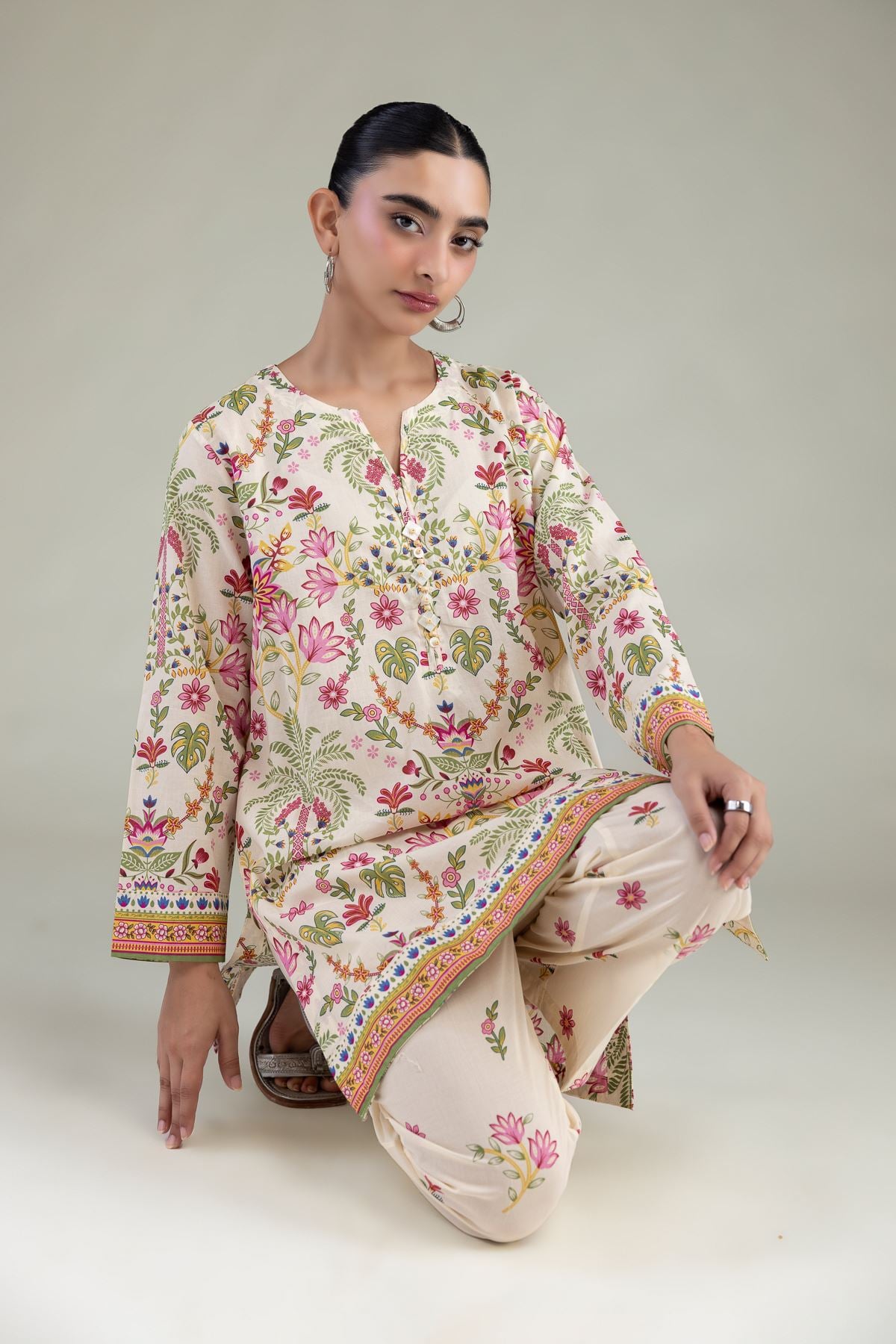 Printed Cambric Short Cambric Kurta - 1-26-102-A-F-VG