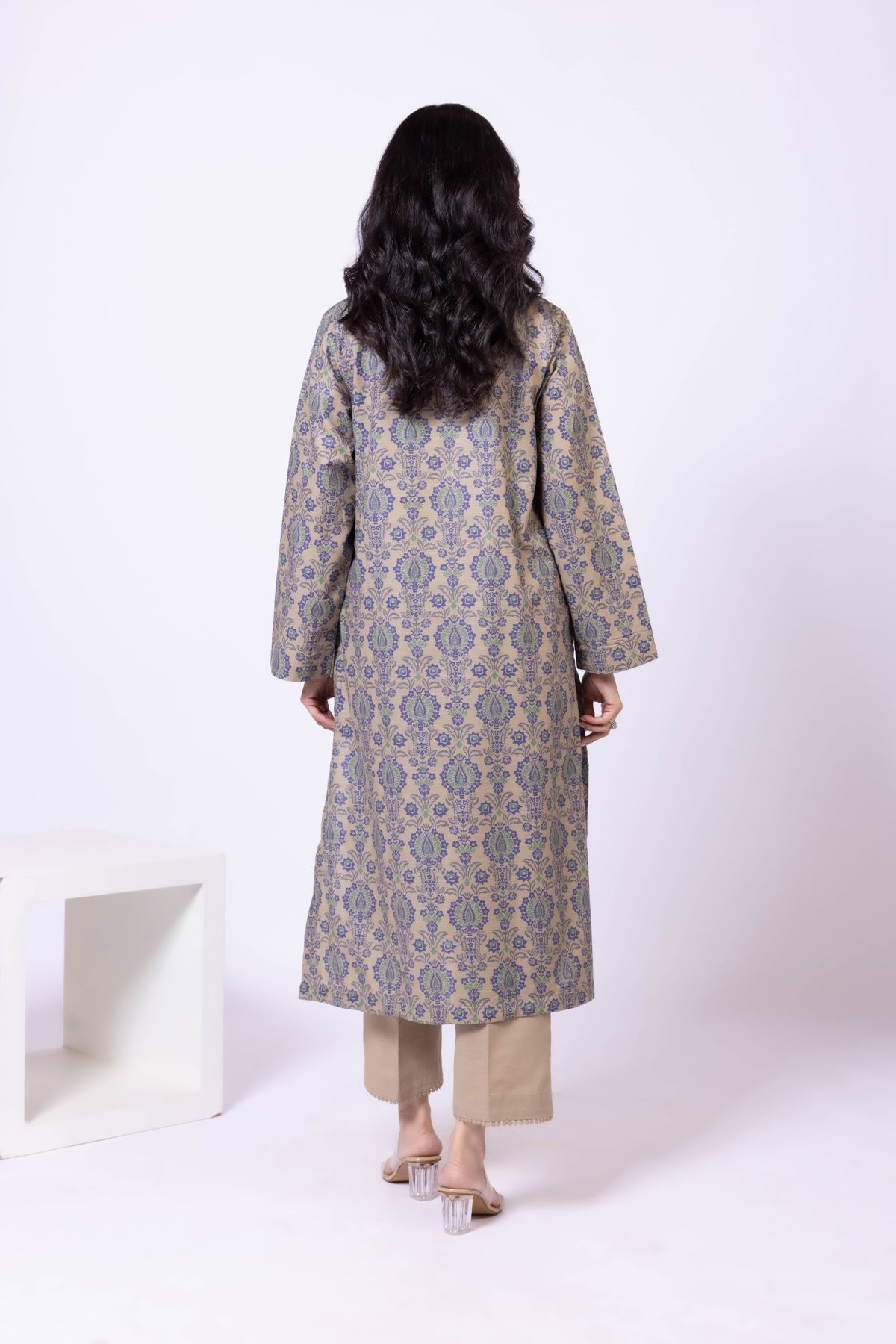 Printed Khaddar Kurta - 25-09-11E14-08TA-VG