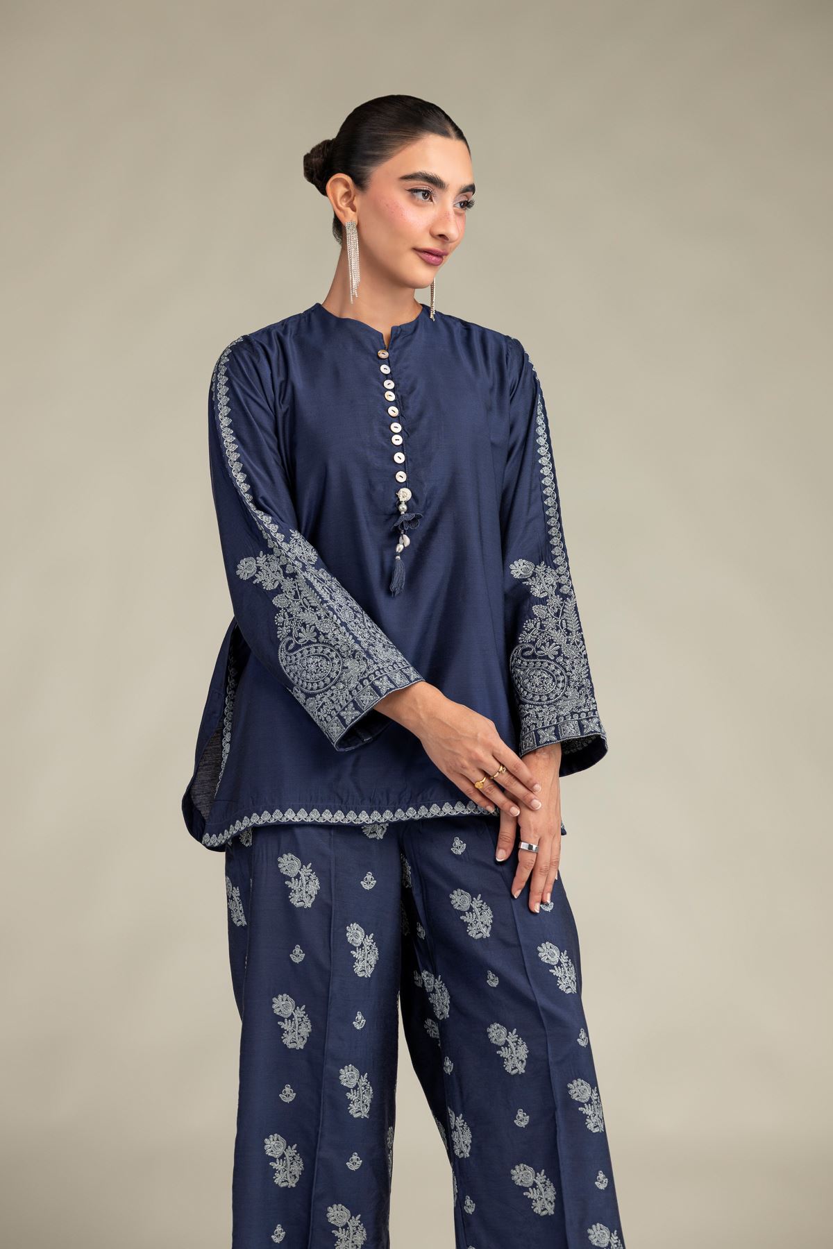Printed Raw Silk Silk Floral Kurta - 1-26-244-A-D1-VG