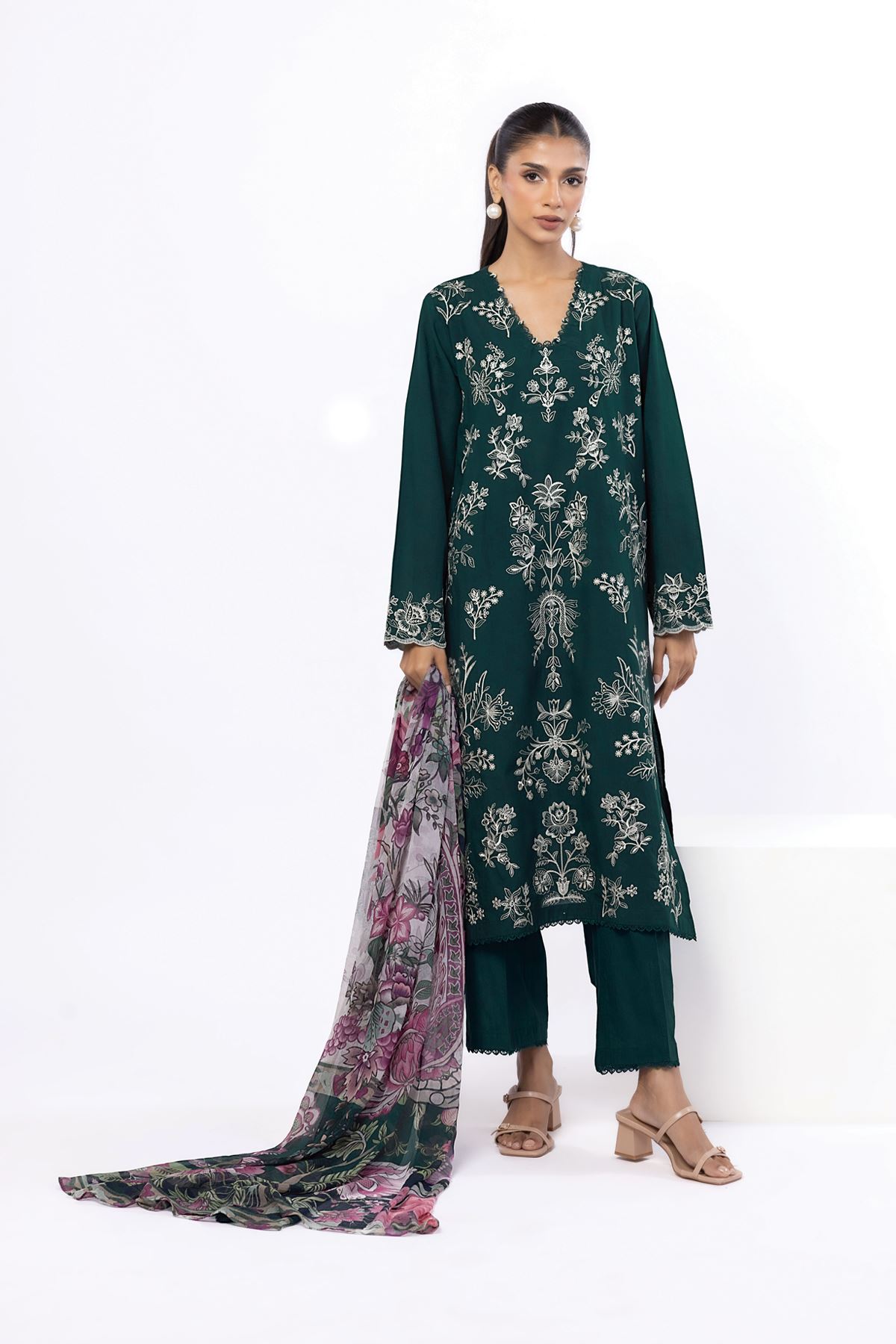 Embroidered Cambric Tailored 3 Piece - T-A22-26-106FG-VG