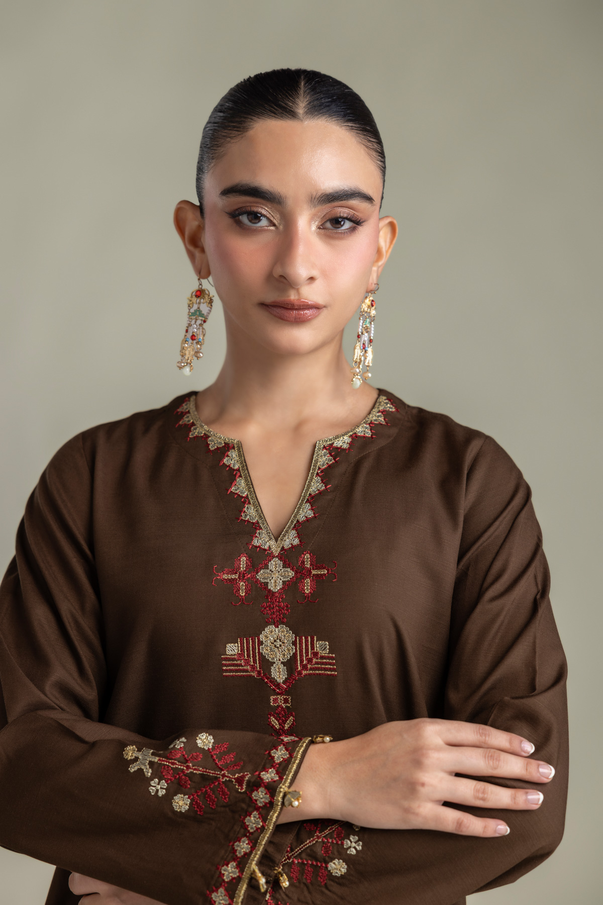 Embroidered Raw Silk Embroidered Silk Kurta - 2-26-418-A-H1-VG