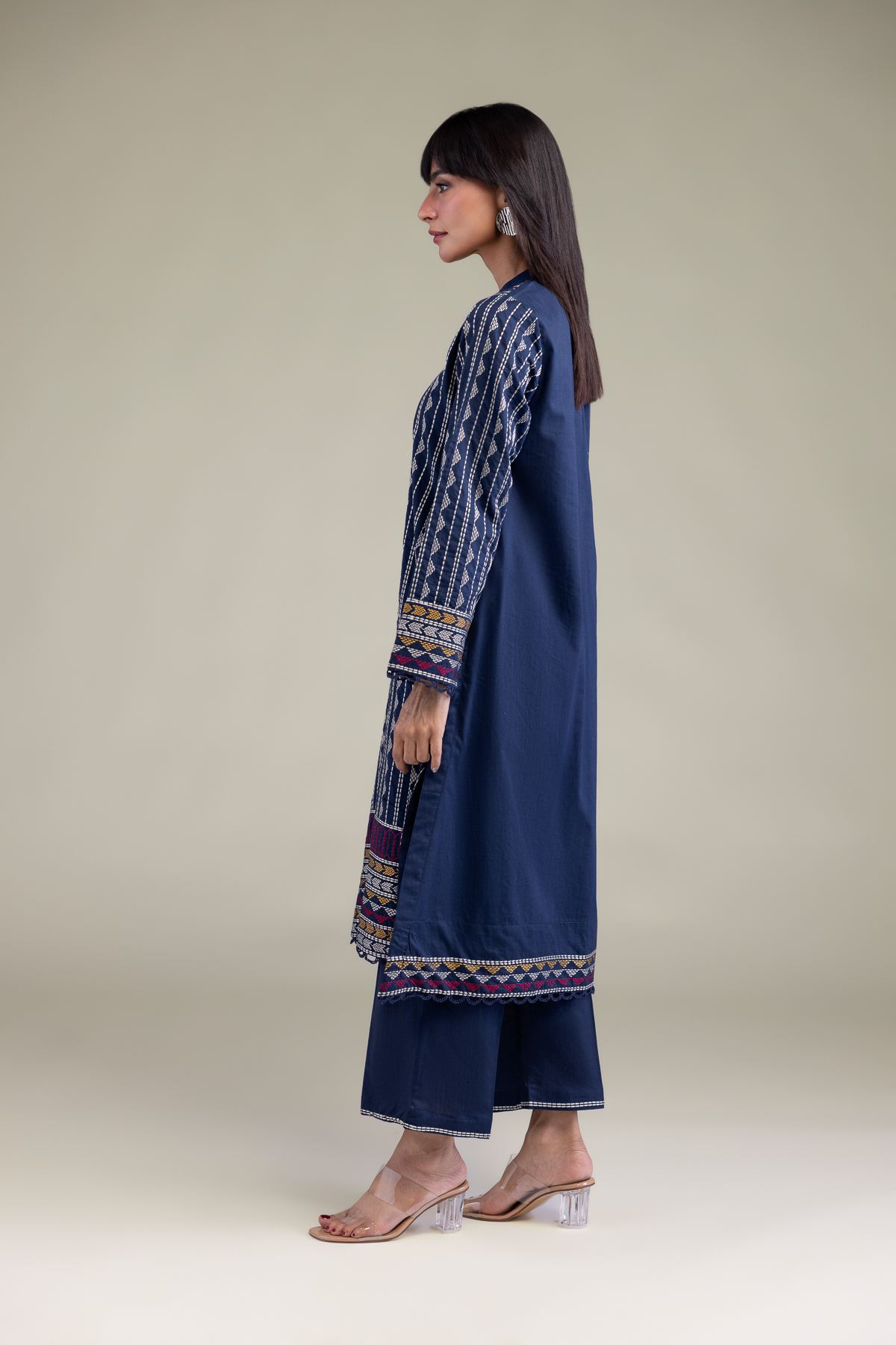 Embroidered Cambric Cambric Longline Kurta - T-A11-26-108FE2-VG