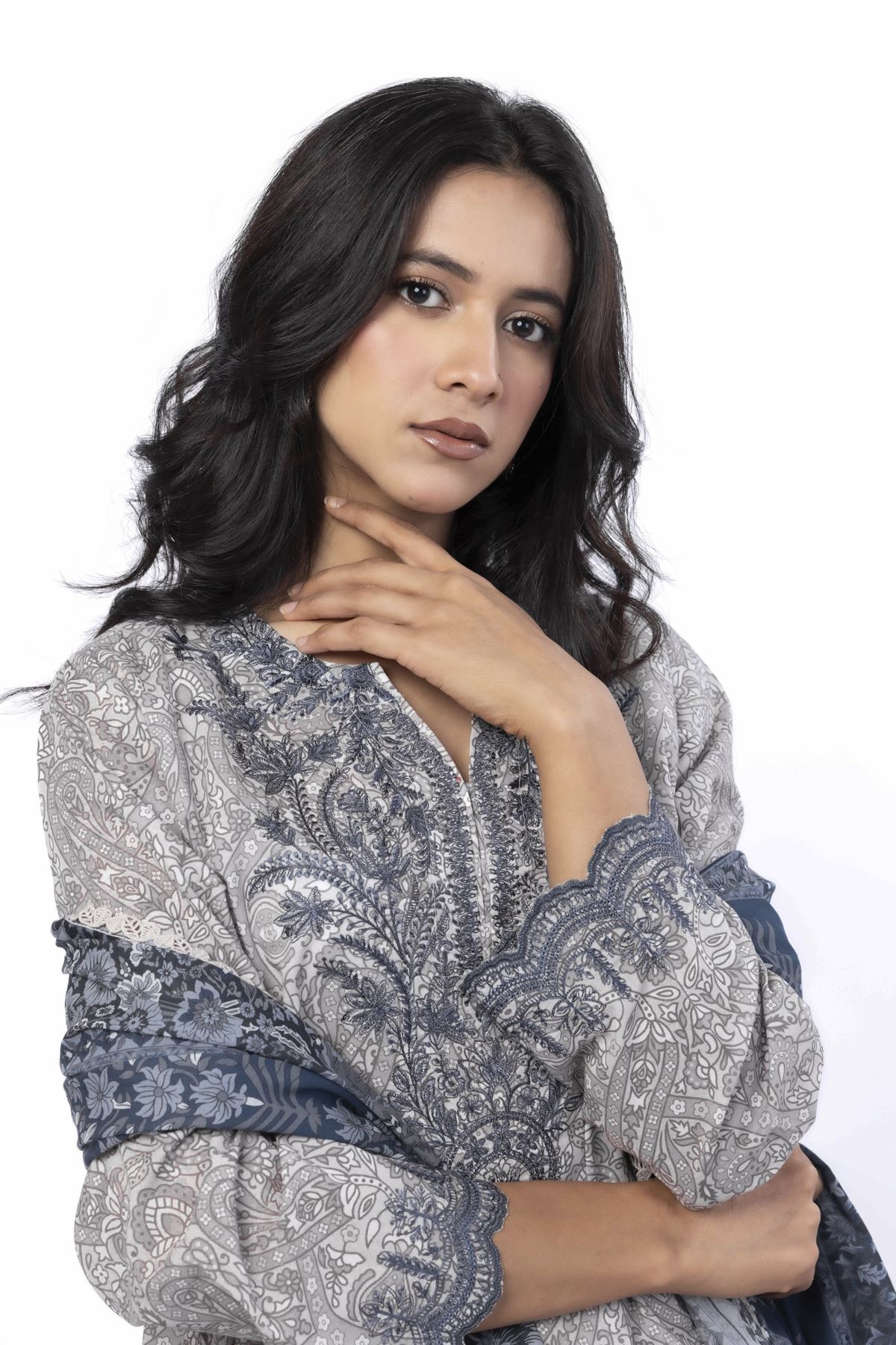 Embroidered Cotton Fabrics 3 Piece - 1001902086
