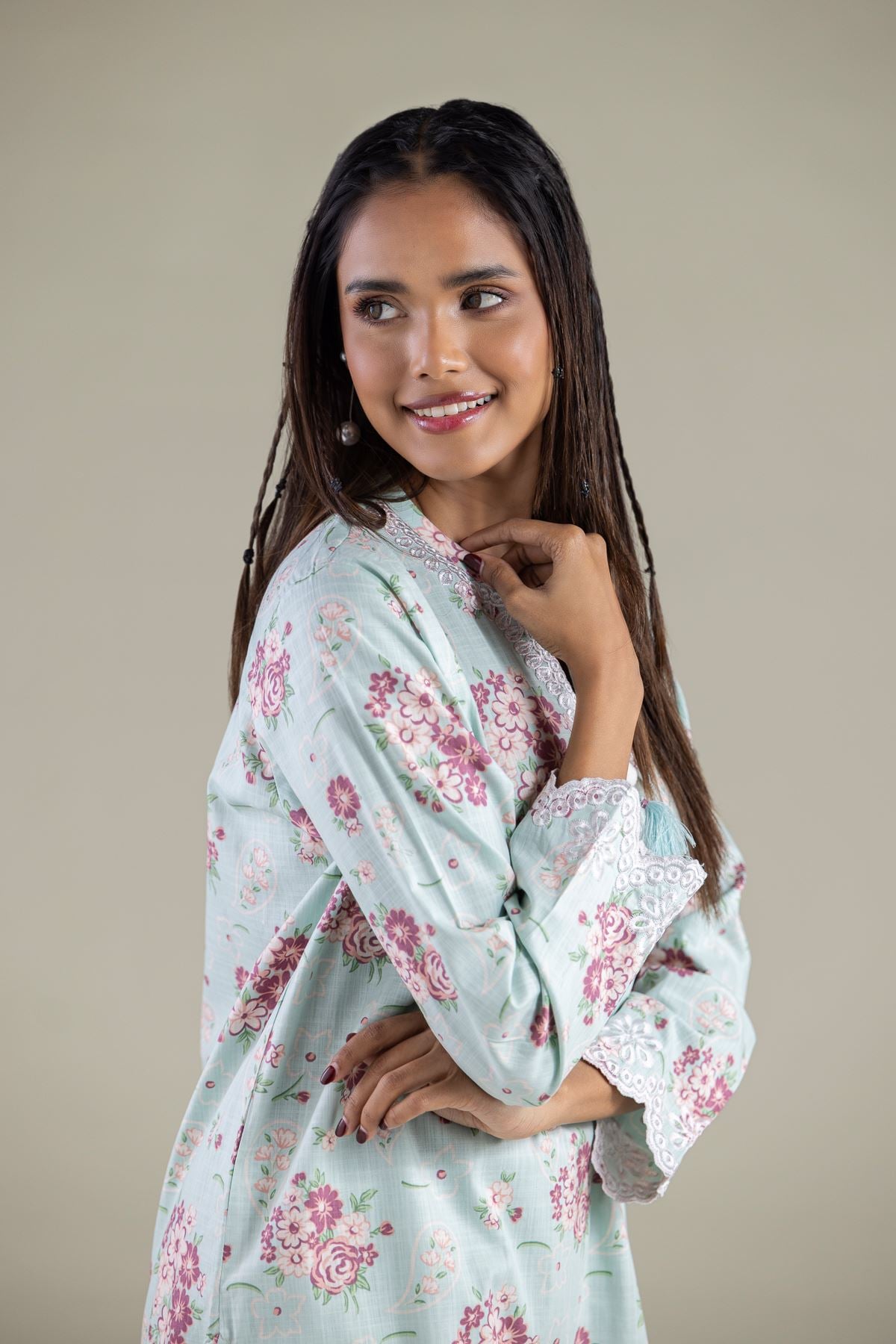 Embroidered Textured Cotton Kurta - 1-26-108-A-F-VG