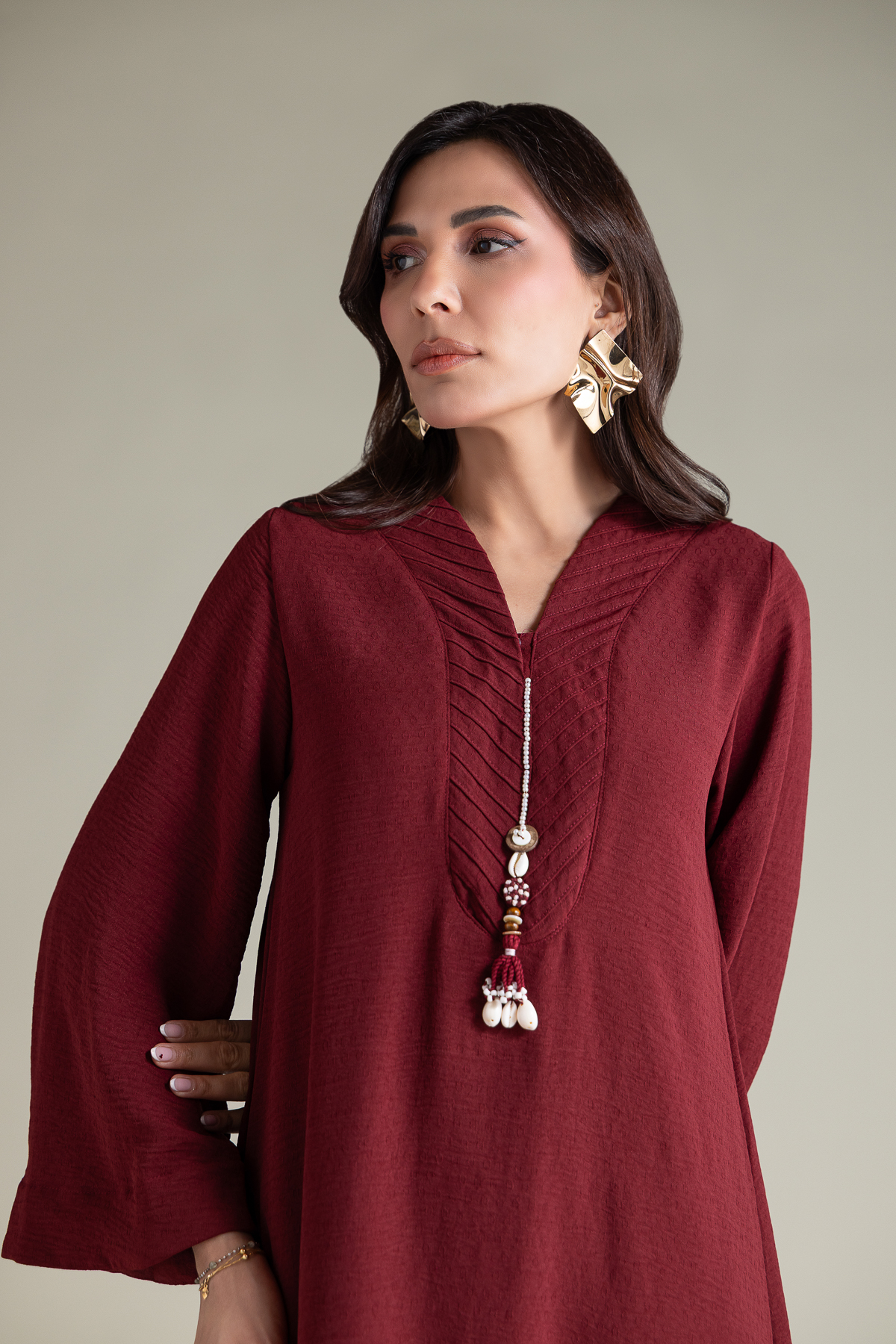 Dyed Textured Georgette Dyed Longline Kurta - T-A112-26-118EG2-VG
