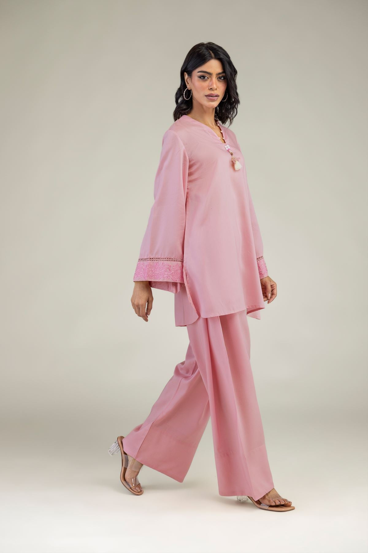 Embroidered Lyocell Pink Dyed Shalwar - 8-26-208-A-A1-VG