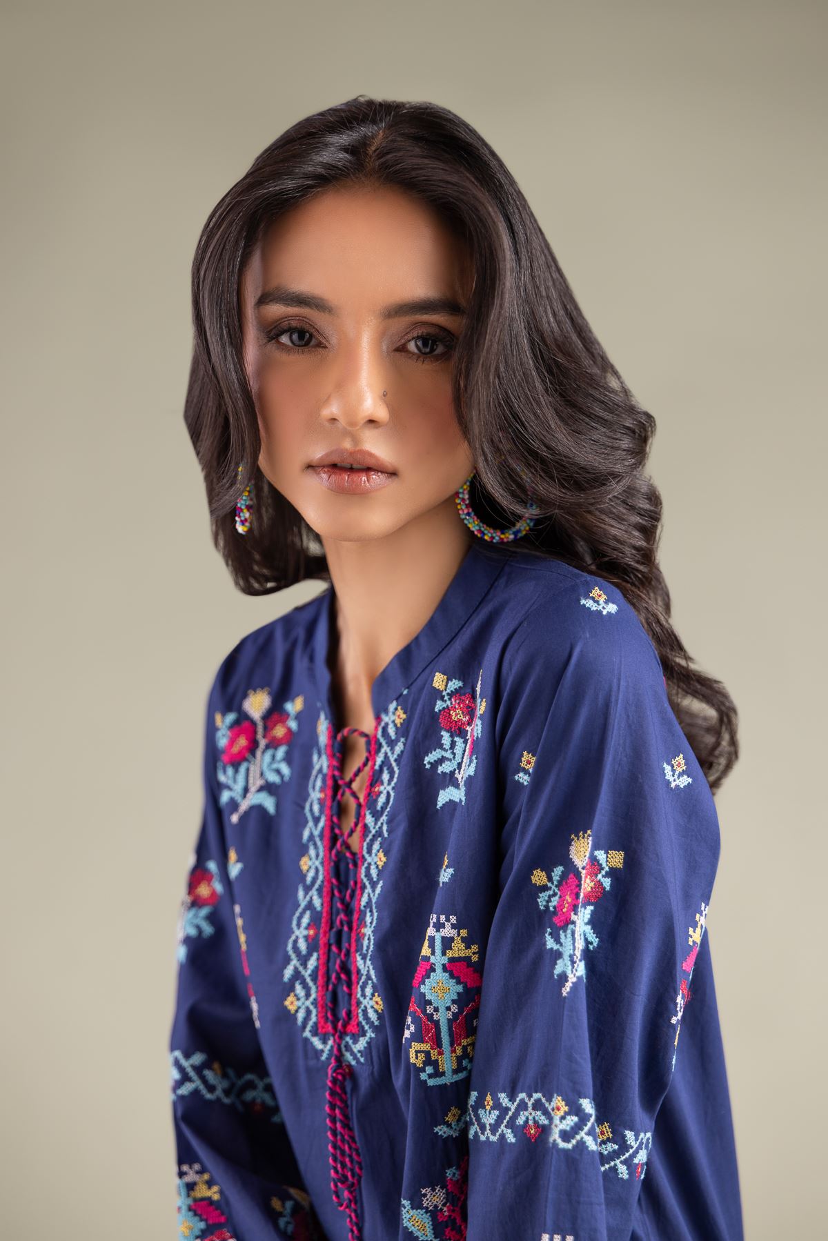 Embroidered Cambric Geometric Lace Kurta - 1-26-108-A-F-VG