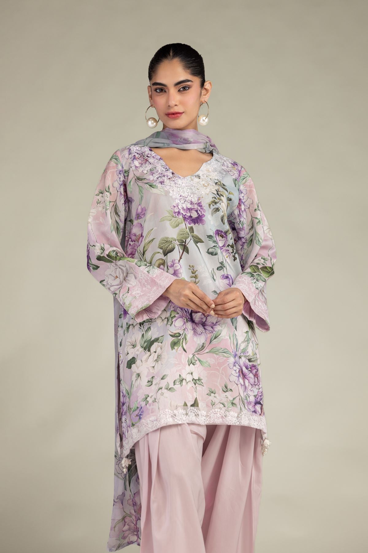 Embroidered Blended Viscose Floral Viscose Kurta - 2-26-308-A-G1-VG