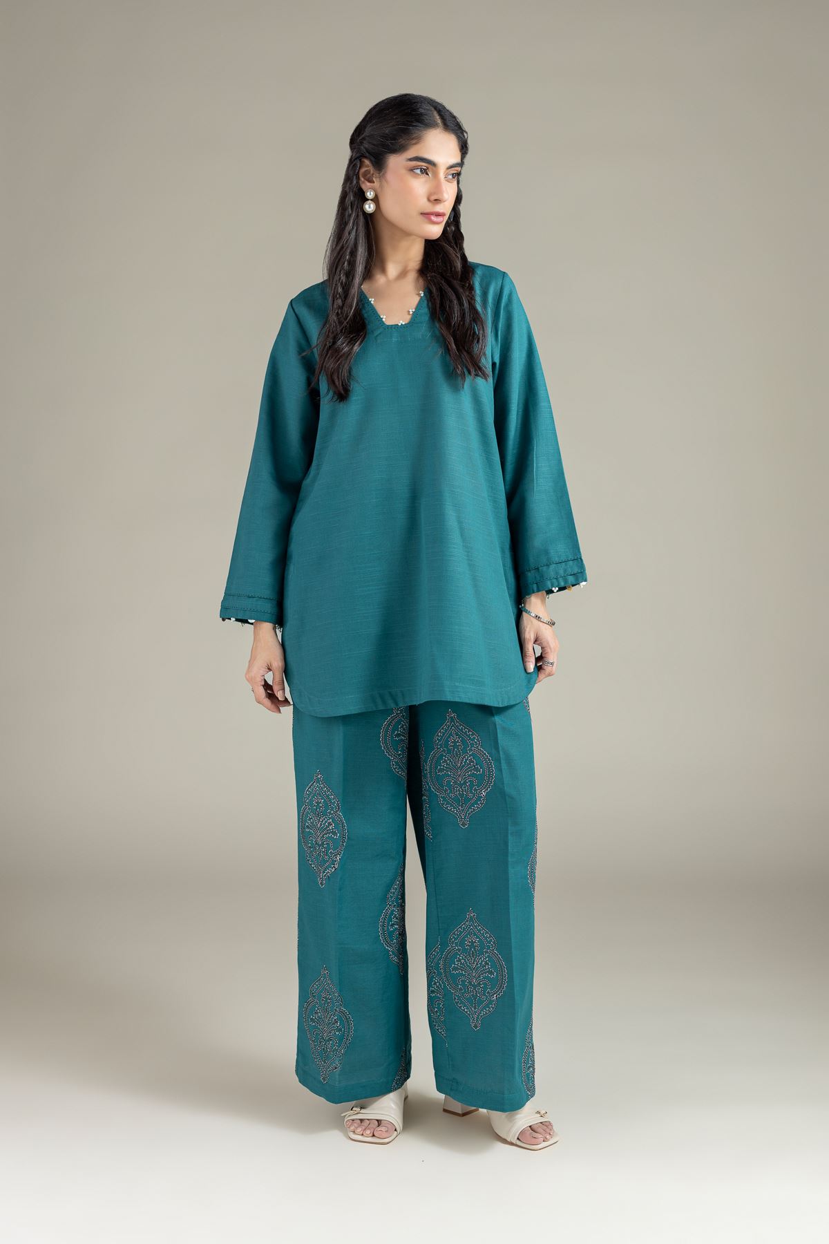 Dyed Khaddar Kurta - 25-10-12E6-03TA-VG