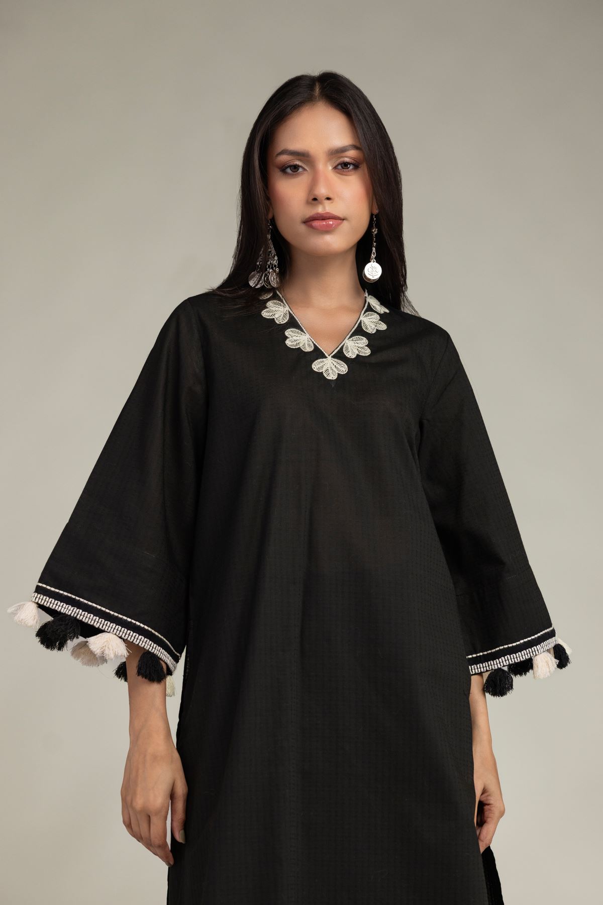 Embroidered Cotton Dobby Black Cotton Kurta - 1-26-225-A-C1-VG