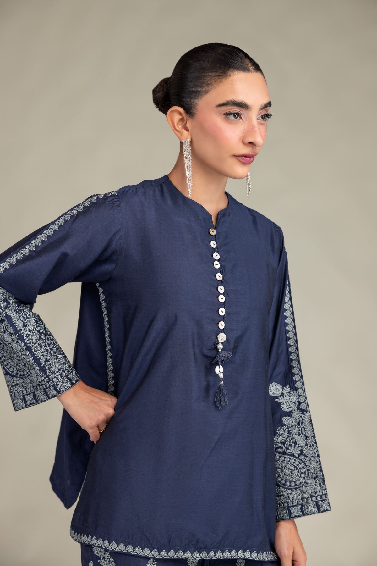 Printed Raw Silk Silk Floral Kurta - 1-26-244-A-D1-VG