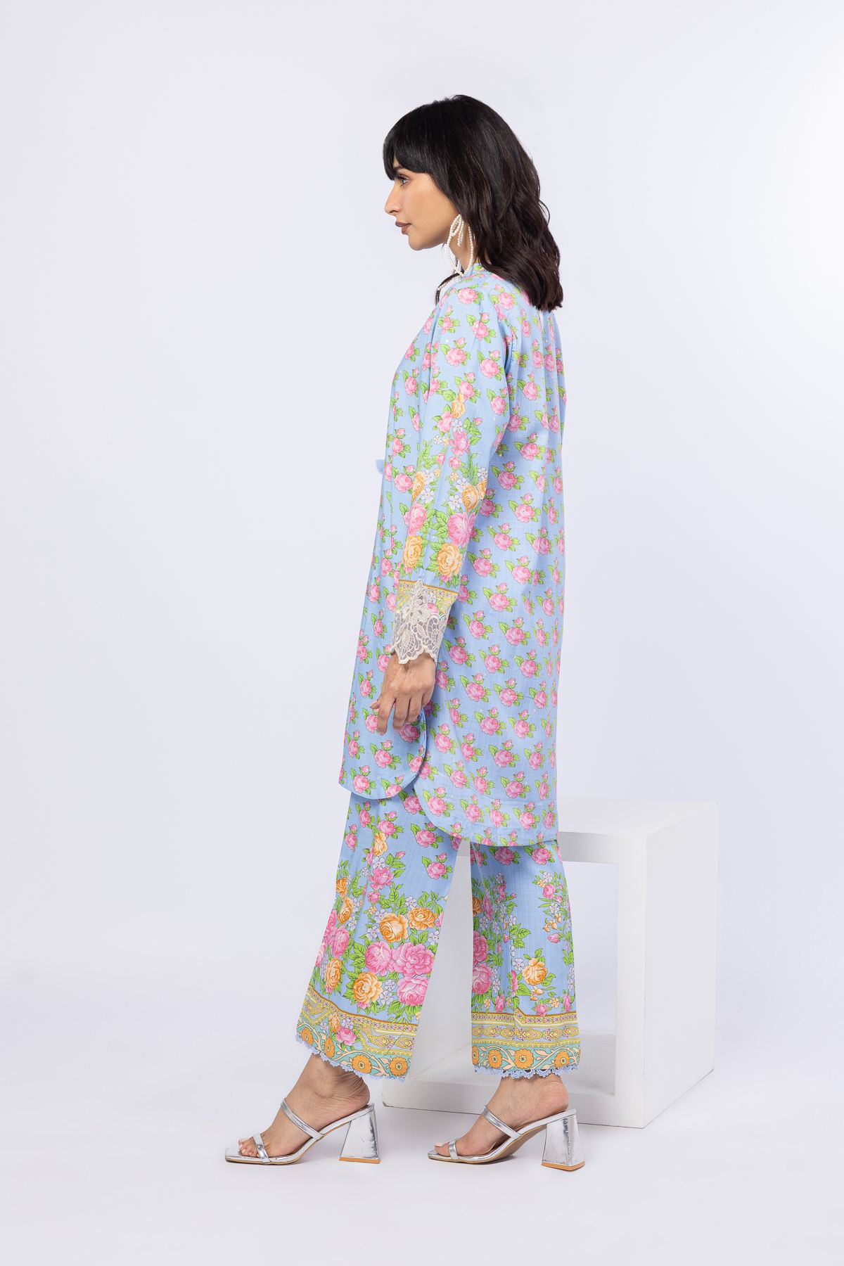 Embroidered Crosshatch Raw Silk Kurta - 25-05S23-06TB-VG