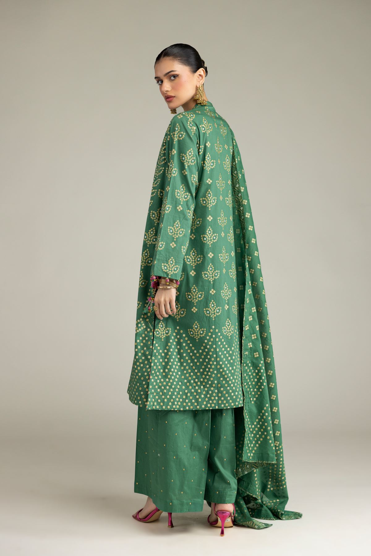 Embroidered Cambric Cambric 3-Piece Co-ord - 12-26-116-F-E-VG