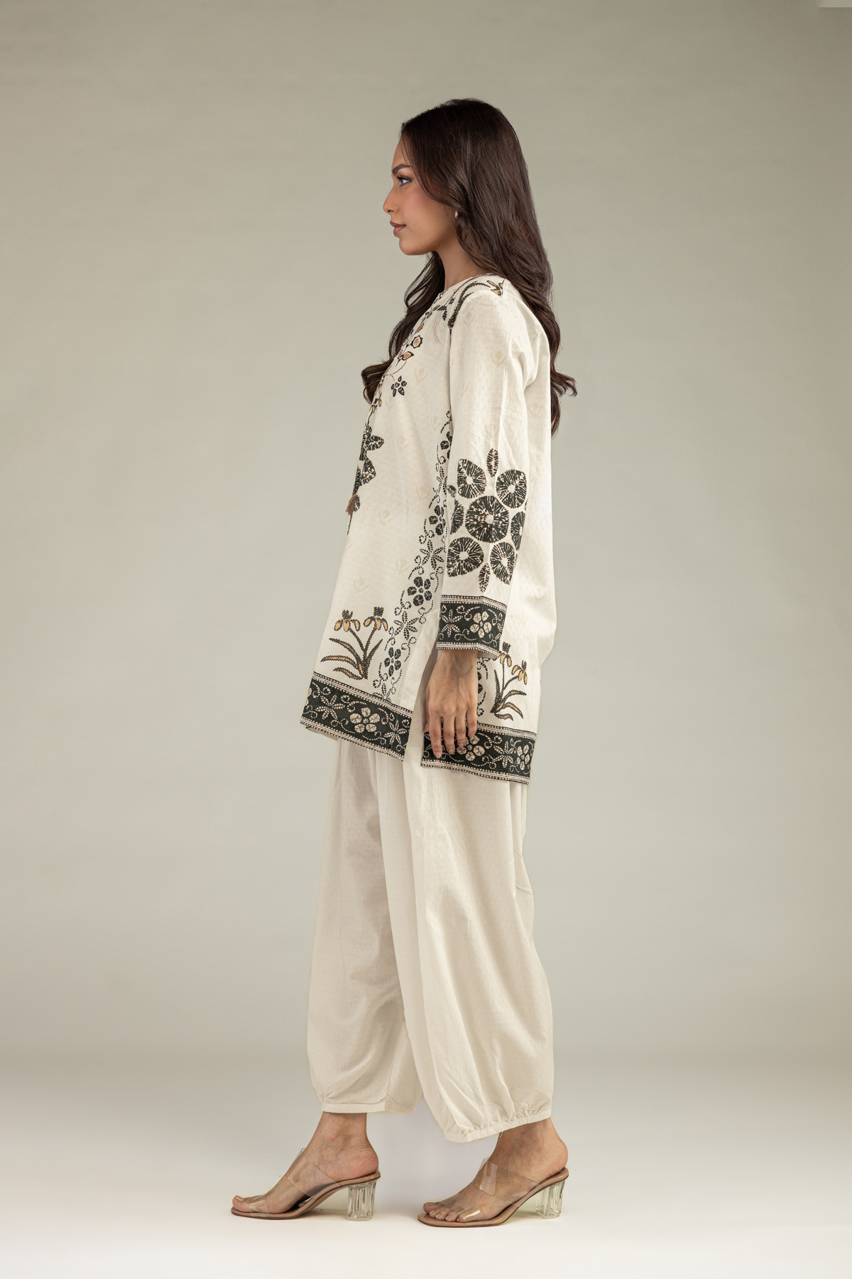 Printed Cotton Dobby Solid Cotton Shalwar - 1-26-250-B-J1-VG