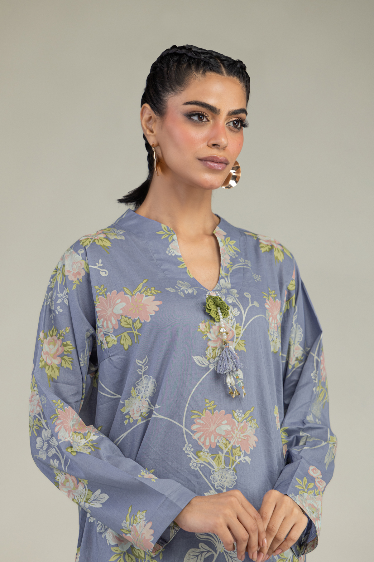 Printed Cambric Floral Cambric Kurta - 1-26-240-A-I1-VG