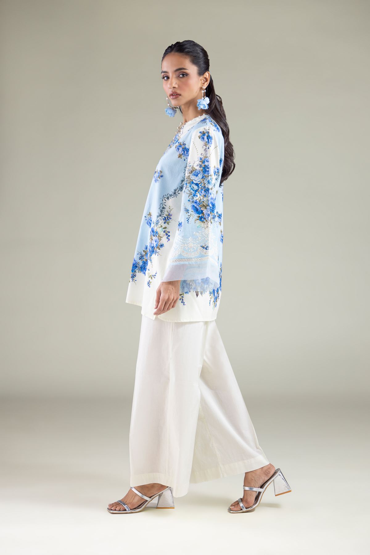 Embroidered Cambric Solid Relaxed Pants - 1-26-104-B-E-VG