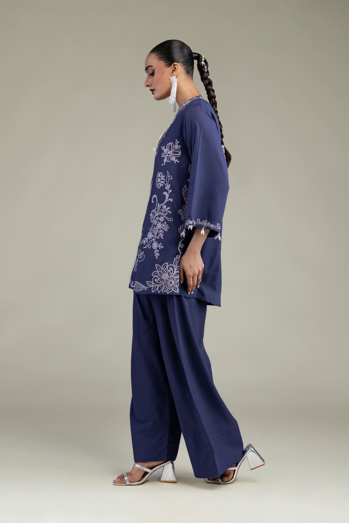 Embroidered Raw Silk Solid Silk Shalwar - 1-26-102-A-F-VG