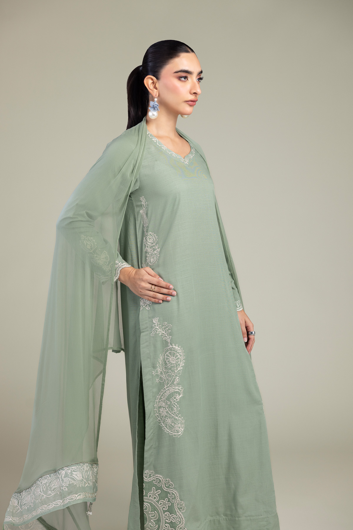 Embroidered Chiffon Chiffon Embroidered Dupatta - 1-26-309-B-D1-VG