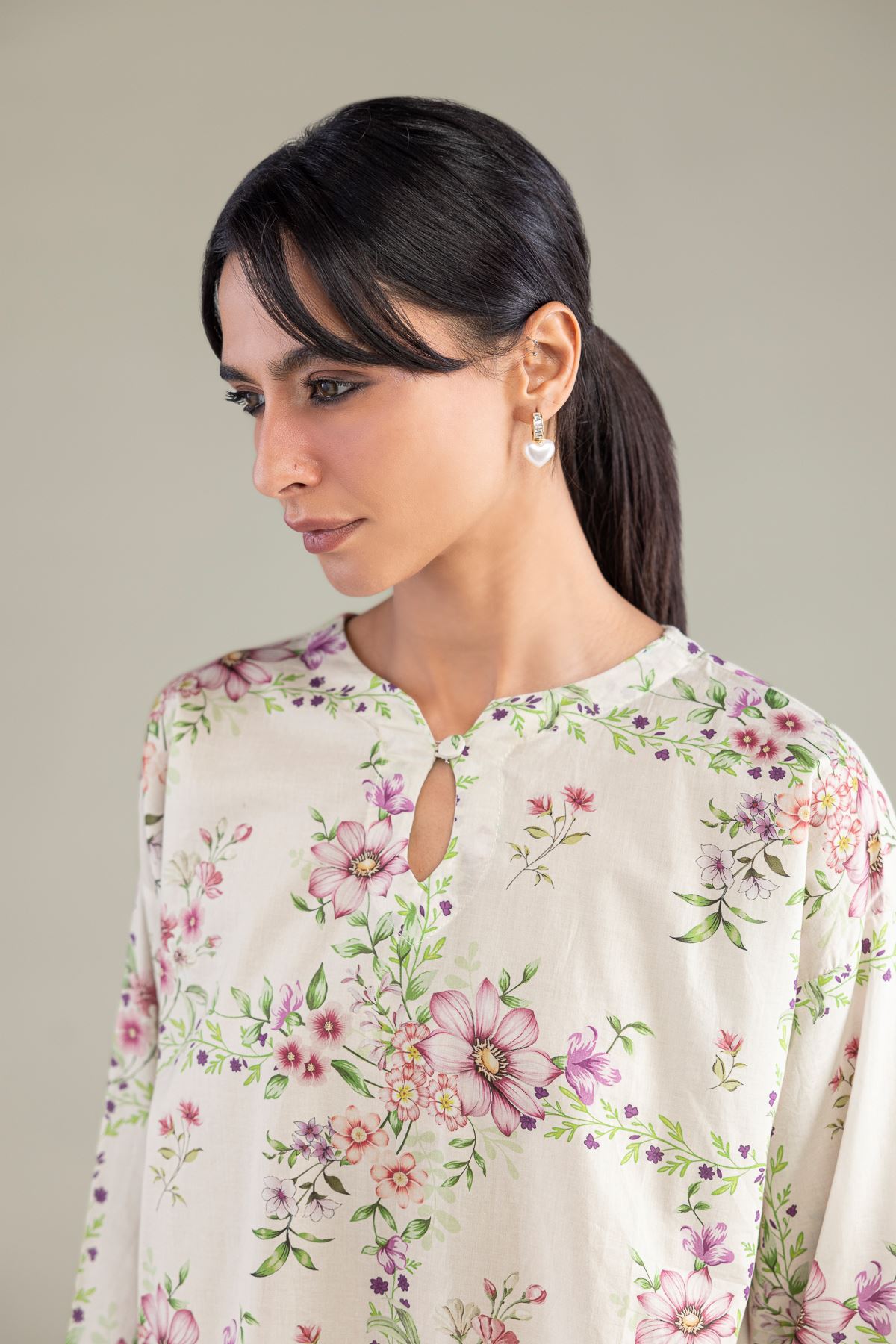 Printed Cambric Floral Short Kurta - 12-26-301-A-E1-VG