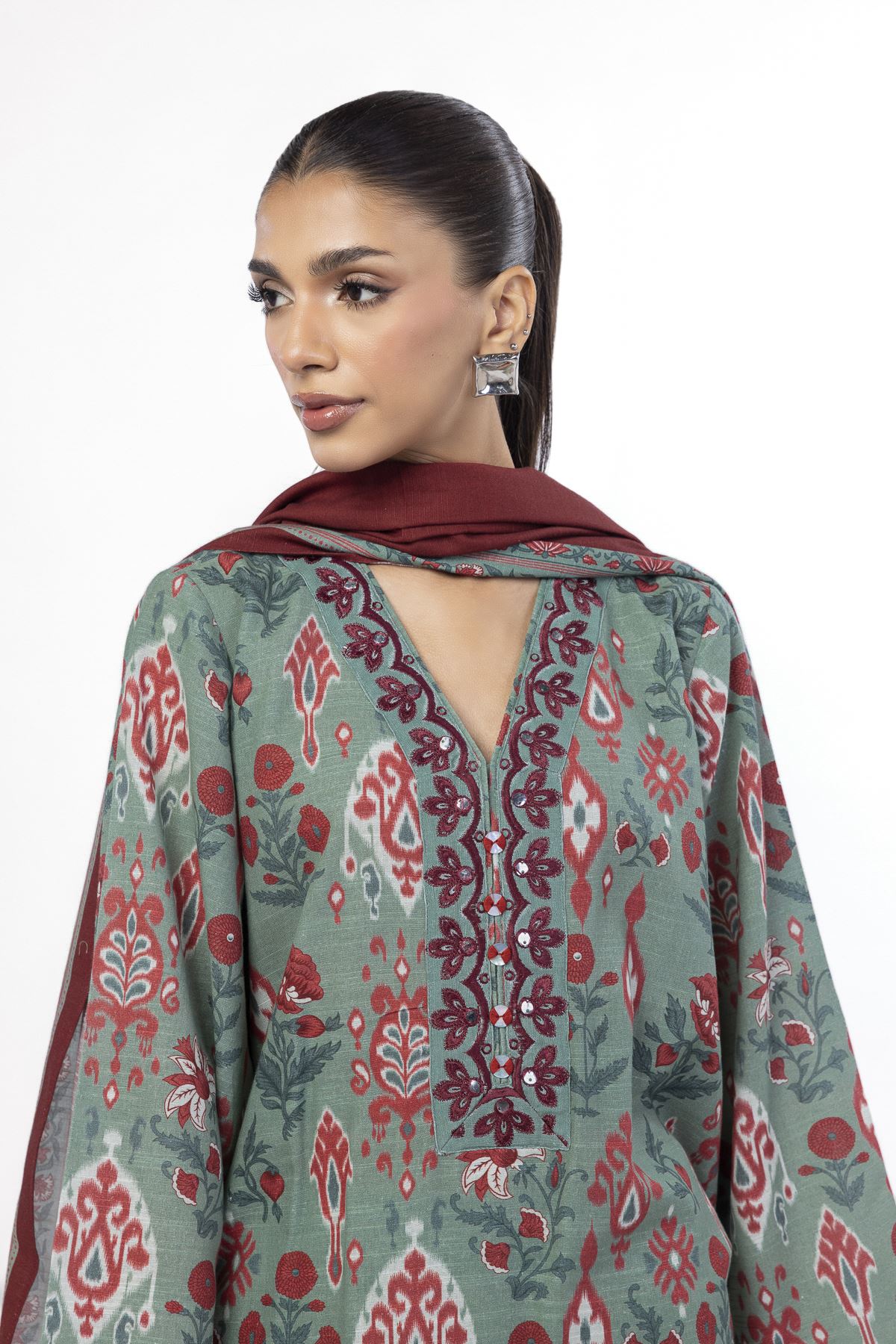 Embroidered Khaddar Tailored 3 Piece - CV08BST-VG