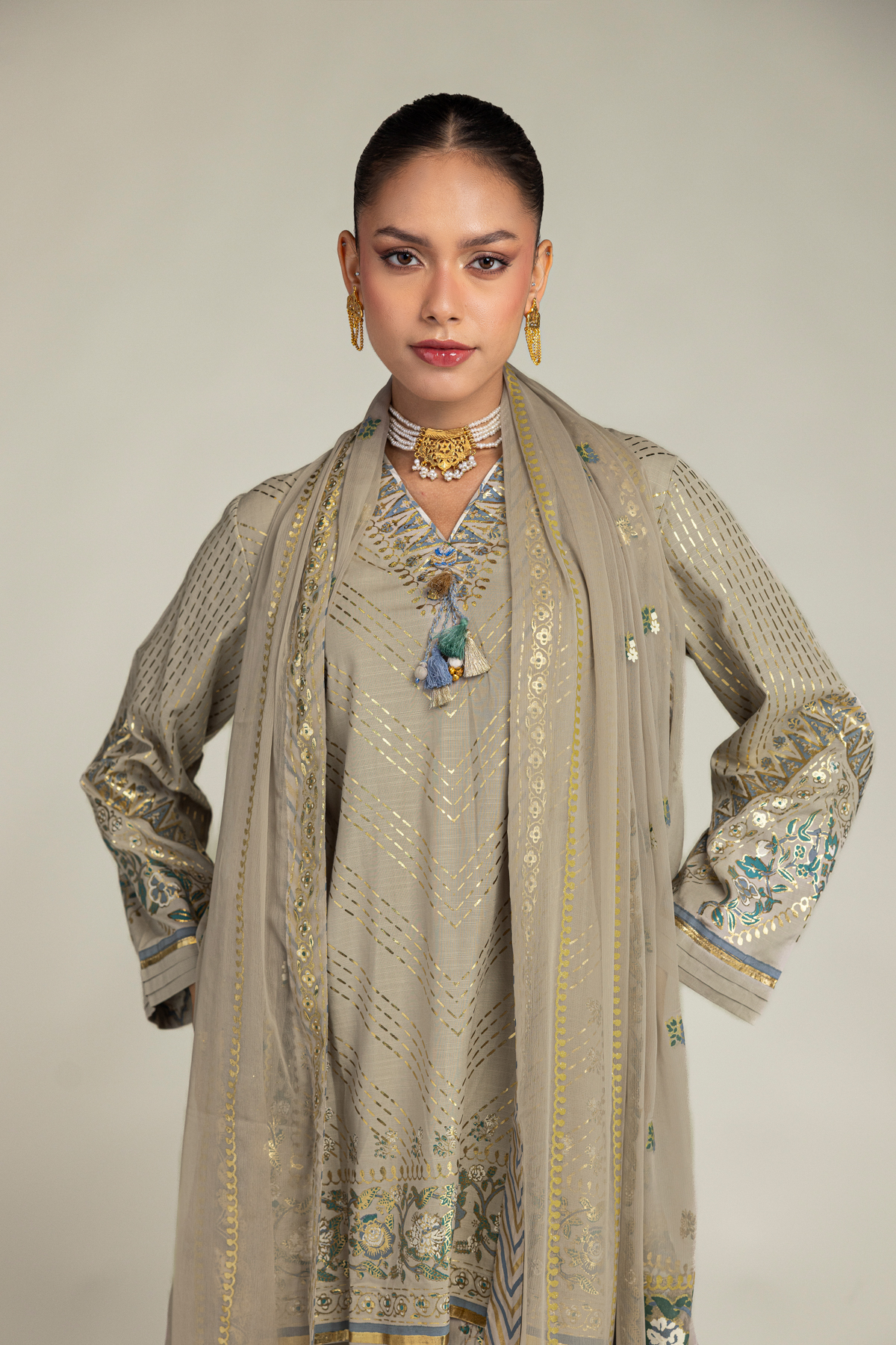 Embroidered Chiffon Dupatta - 12-26-106-F-F-VG