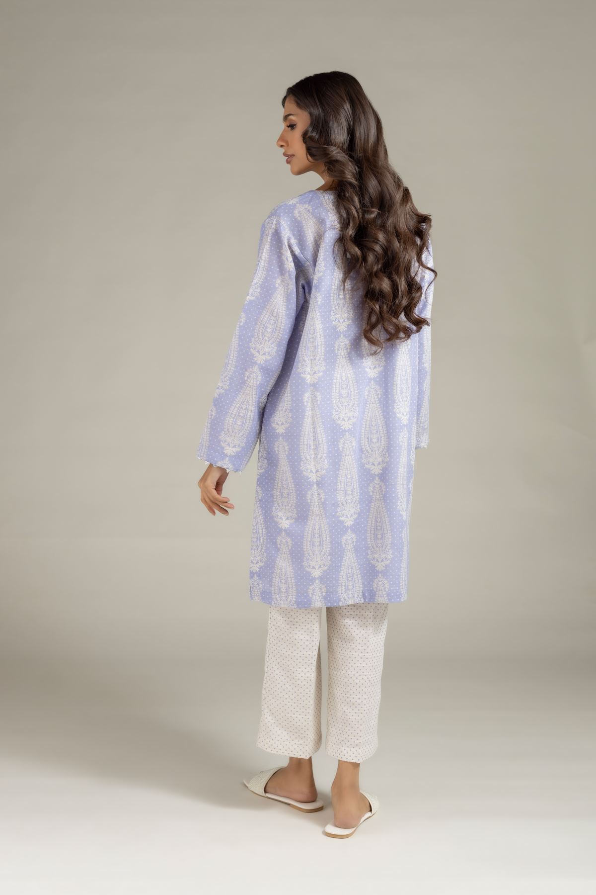 Printed Textured Cotton Kurta - 25-10-10S4-02TA-VG