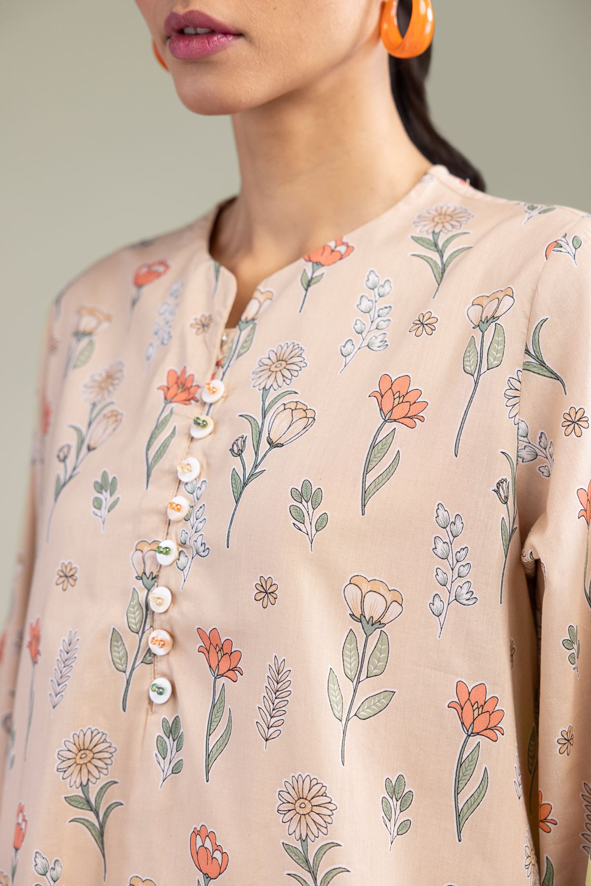 Printed Cambric Floral Cambric Kurta - T-A11-26-114FD1-VG