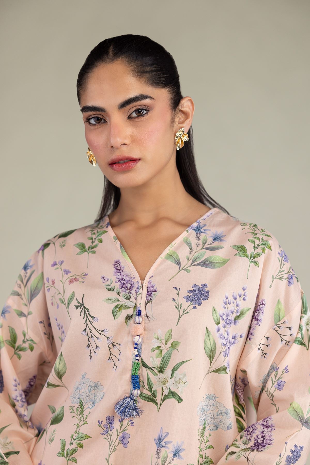 Printed Cotton Viscose Short Floral Kurta - 8-26-303-A-C1-VG