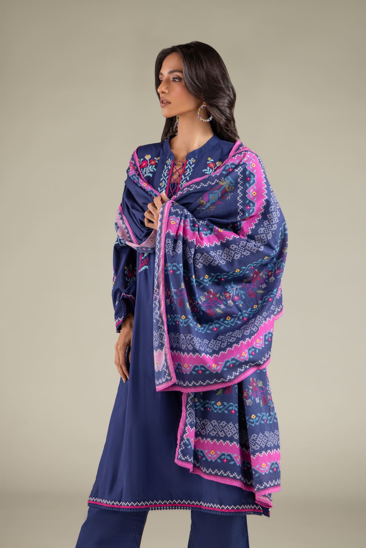 Embroidered Lawn Floral Spring Dupatta - 1-26-112-C-F-VG