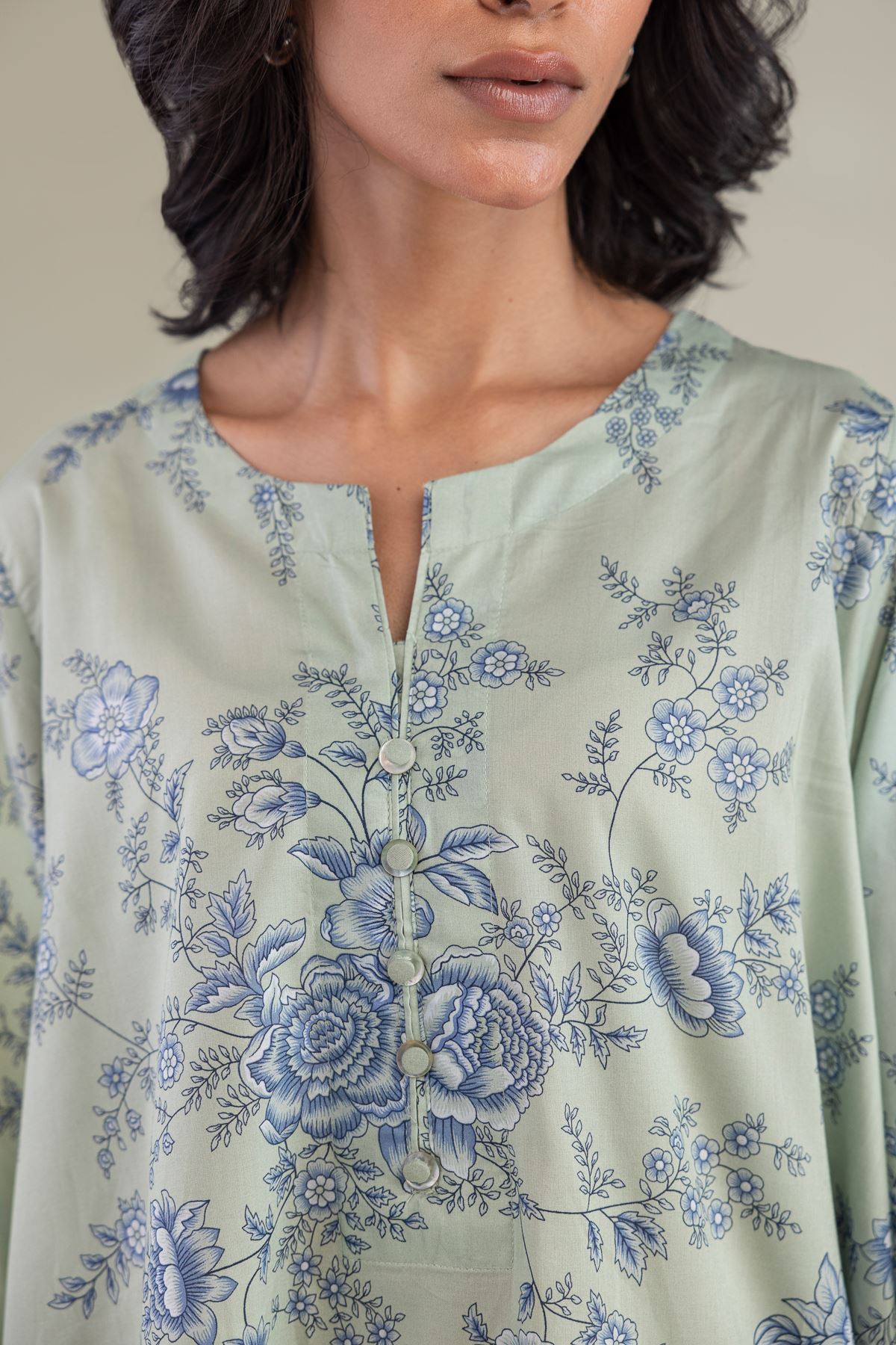 Embroidered Cambric Mint Short Kurta - 1-26-248-B-G1-VG