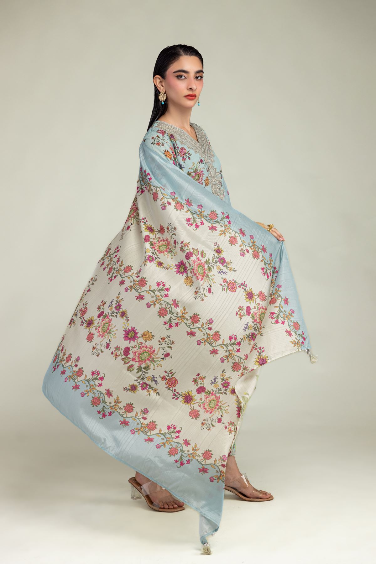 Embroidered Mesuri Floral Mesuri Dupatta - 2-26-201-A-C-VG