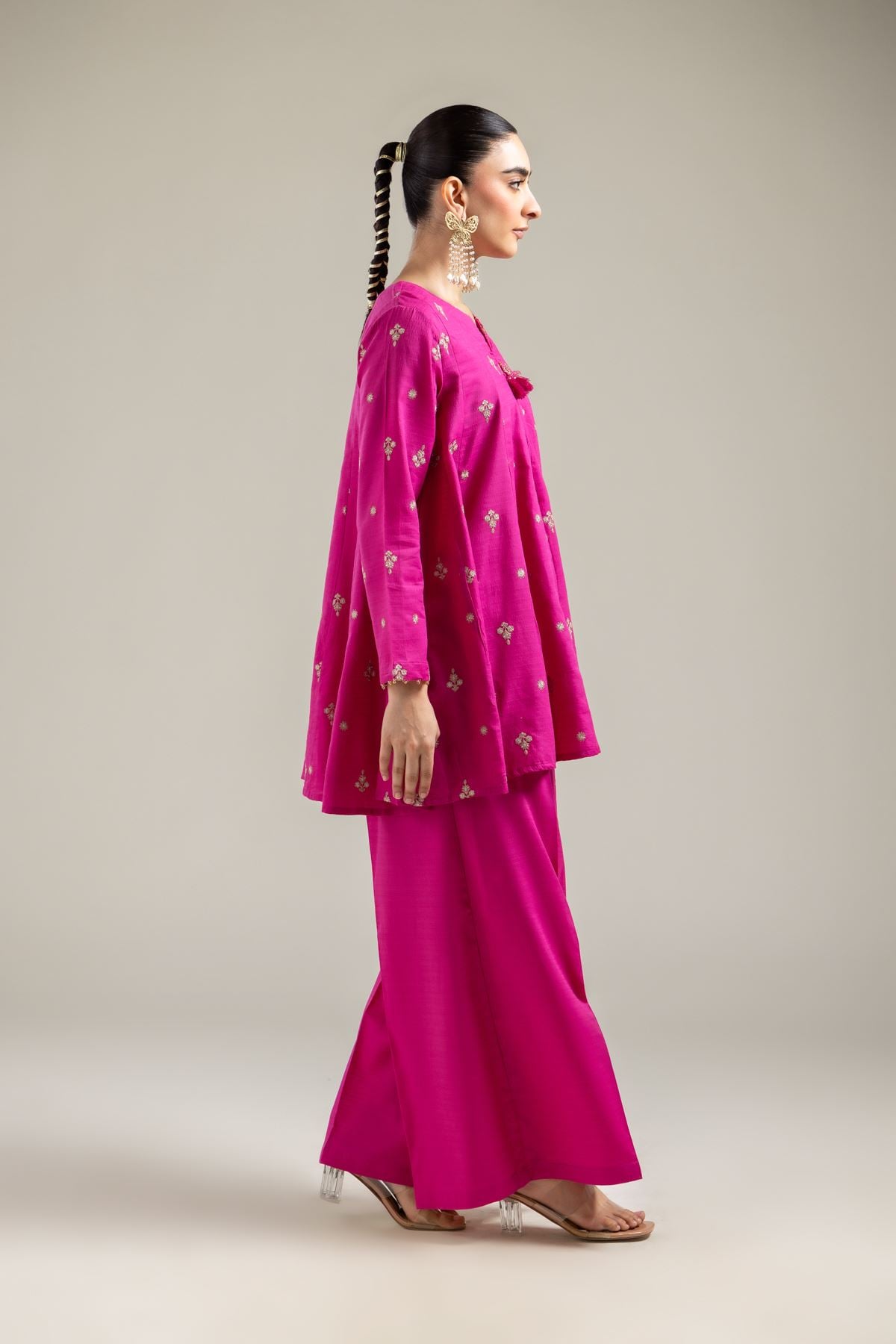 Embroidered Cotton Dobby Cotton Wide-Leg Pants - 2-26-107-A-B-VG