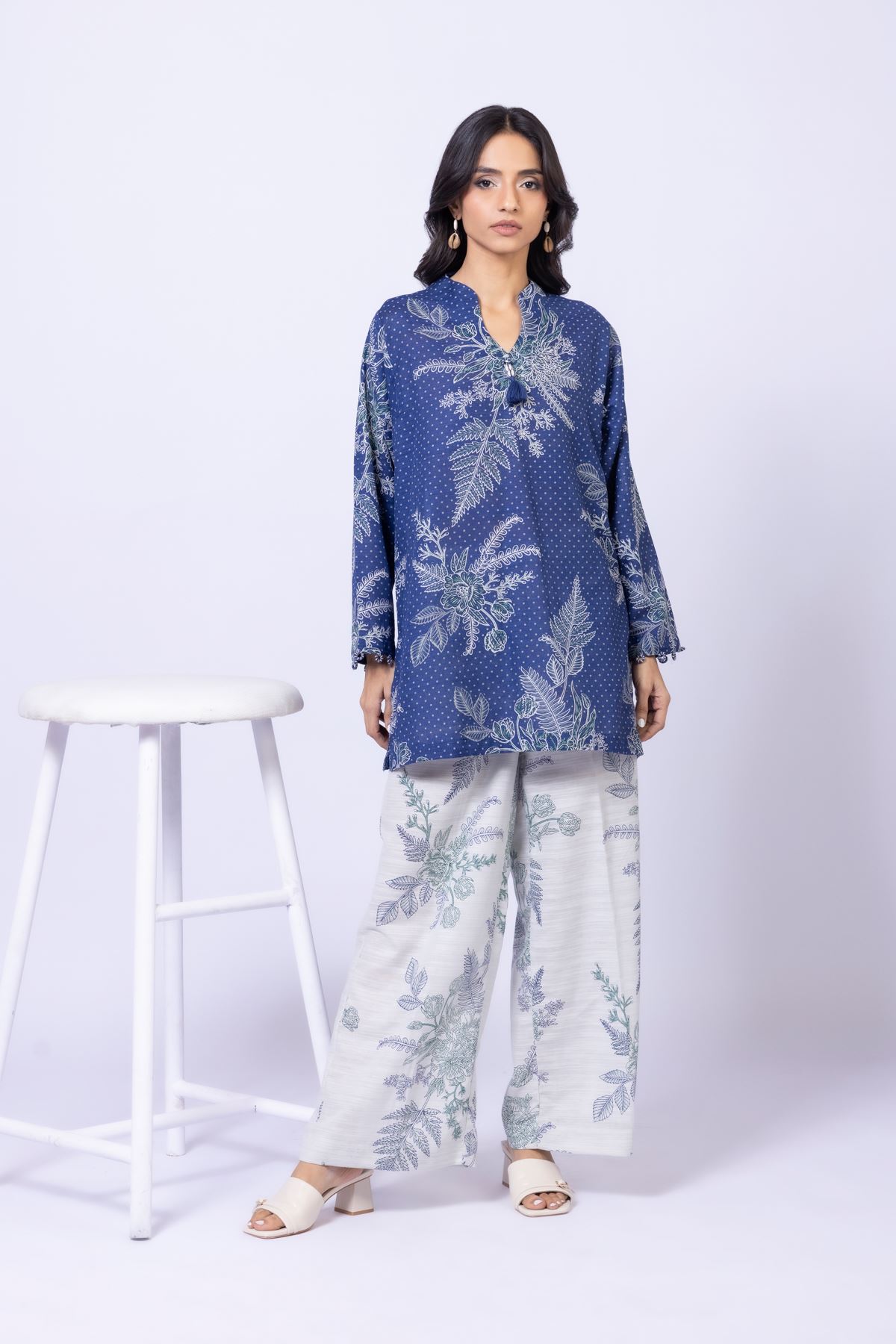 Printed Textured Cotton Kurta - 1001901402