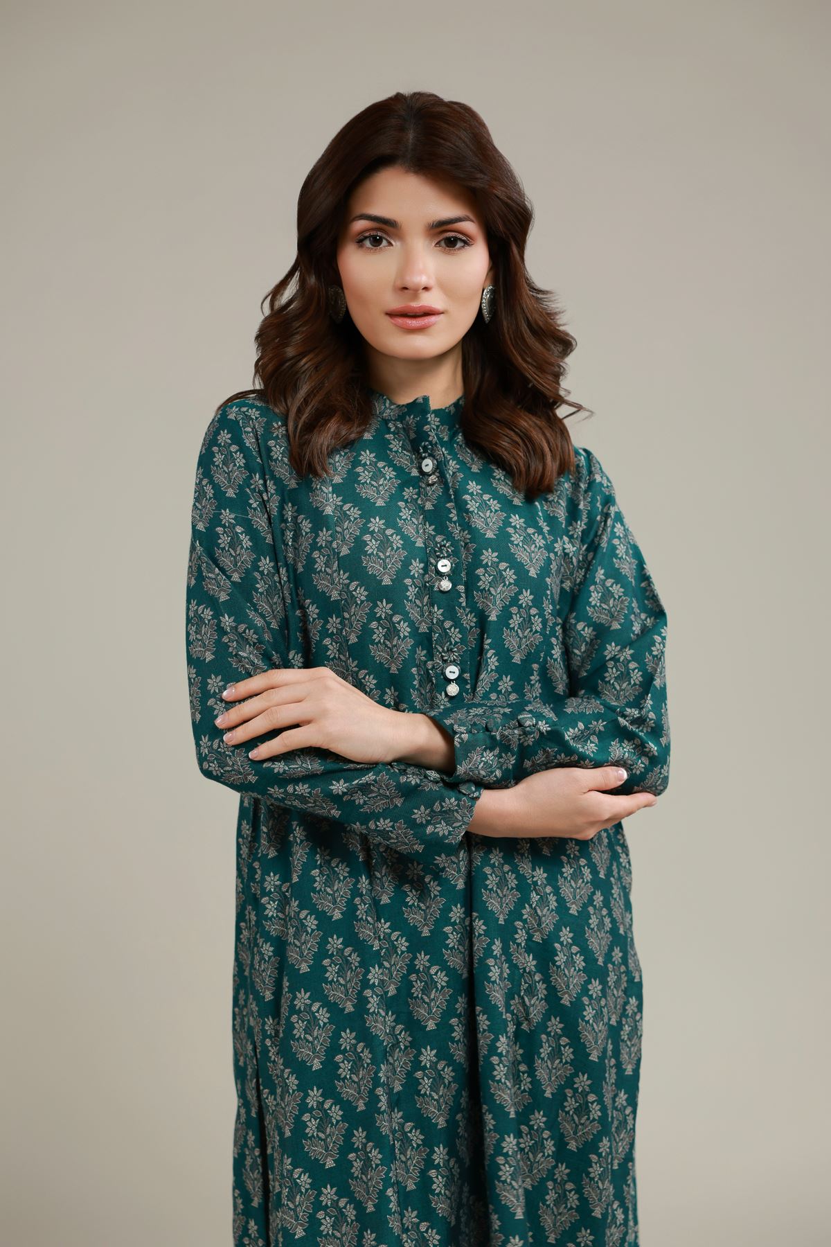 Dyed Jacquard Kurta - 25-04E43-01TB-VG