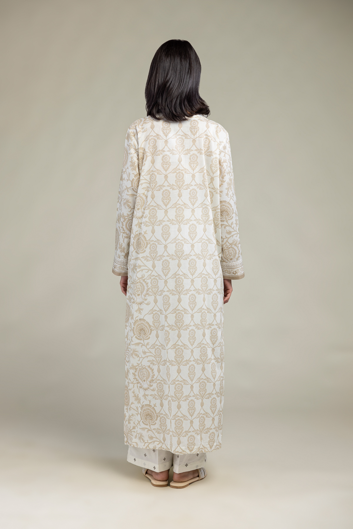 Embroidered Cambric Floral Longline Kurta - 1-26-102-A-F-VG