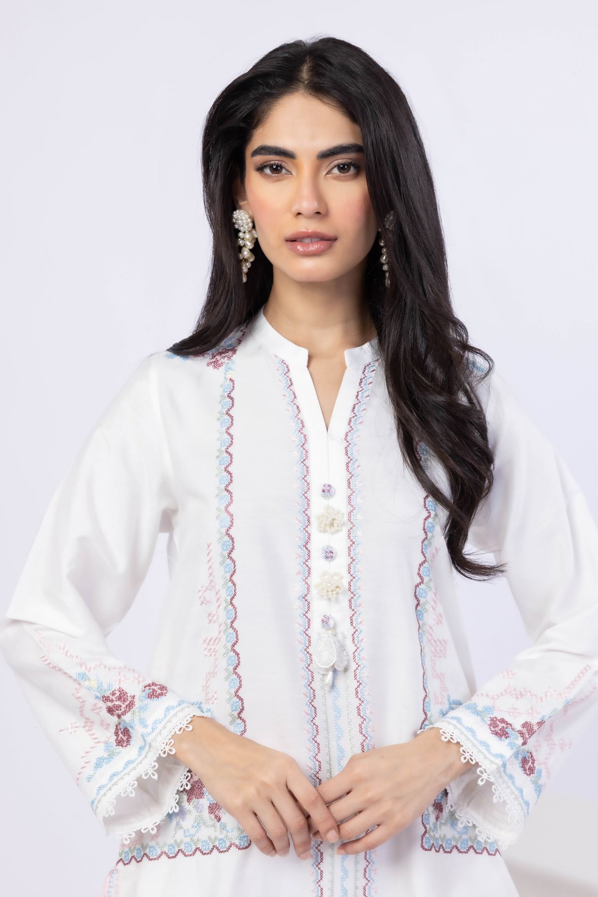 Embroidered Raw Silk Kurta - 25-10-12E4-10TA-VG