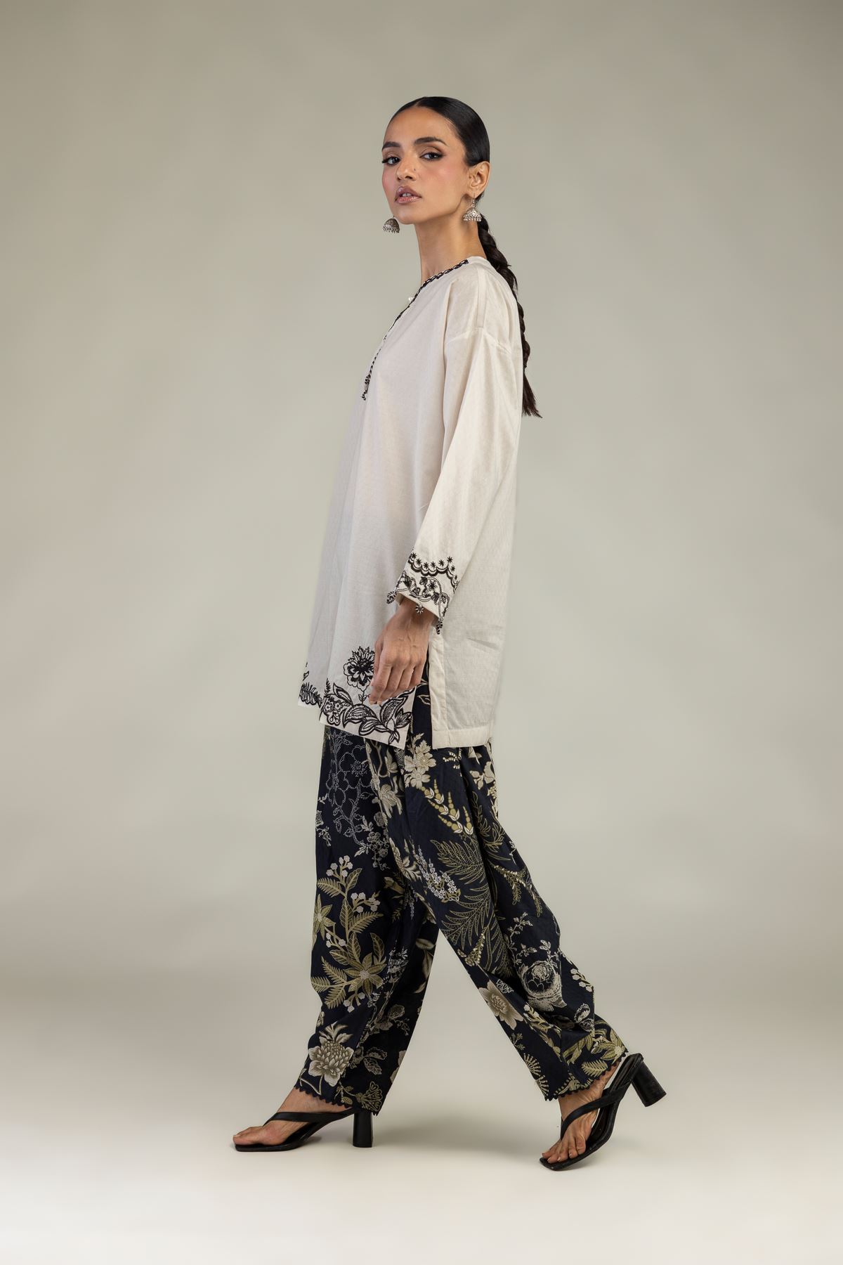 Embroidered Cotton Dobby Floral Short Kurta - 1-26-226-A-I1-VG