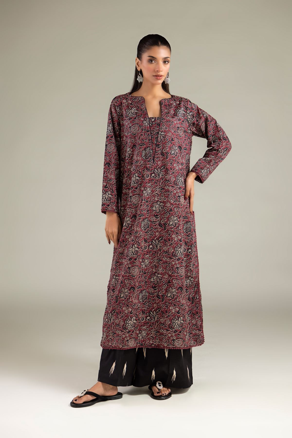 Printed Cambric Relaxed Ikat Pants - 1-26-103-A-E-VG