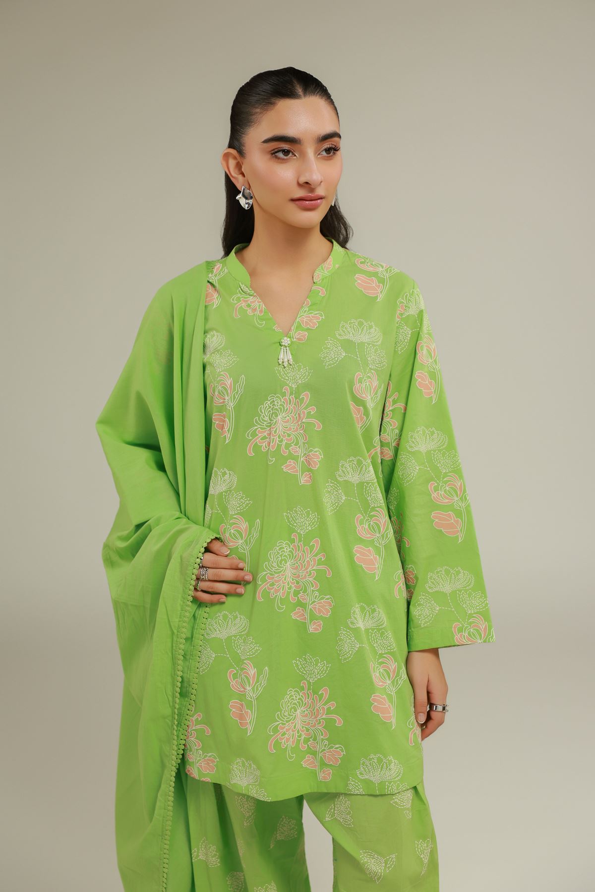 Lawn Floral Summer Dupatta - 1-26-133-A-F-VG
