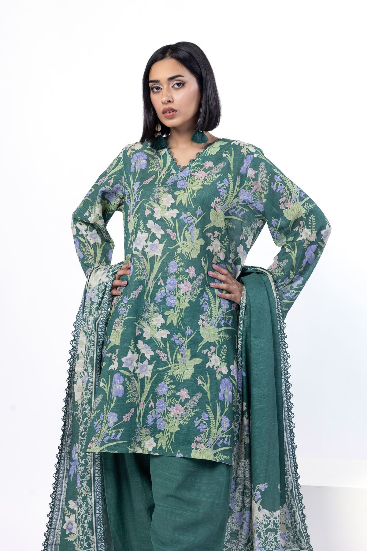 Printed Light Khaddar Fabrics 3 Piece - LK09A-VG