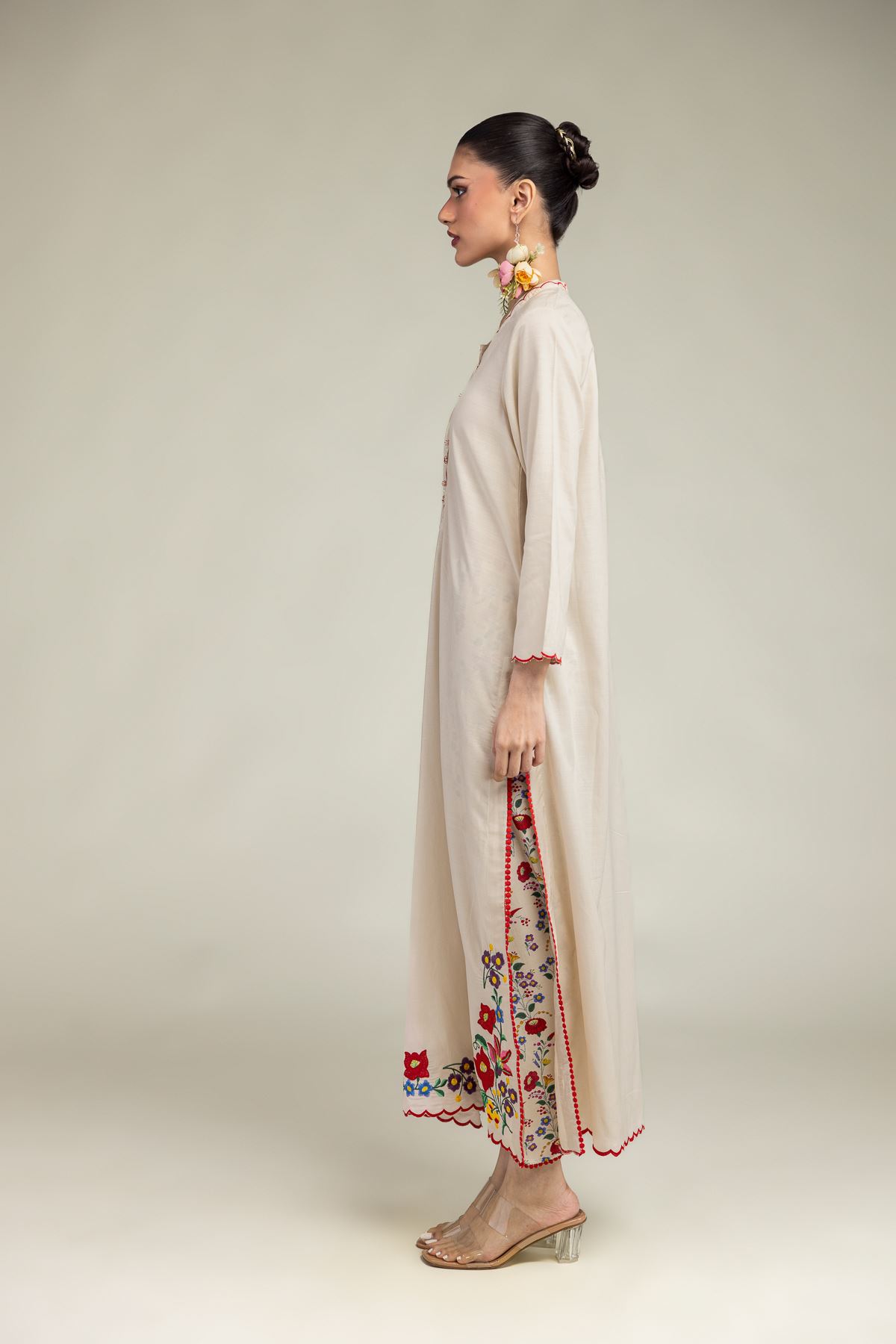 Embroidered Raw Silk Floral Silk Shalwar - 2-26-201-A-H-VG
