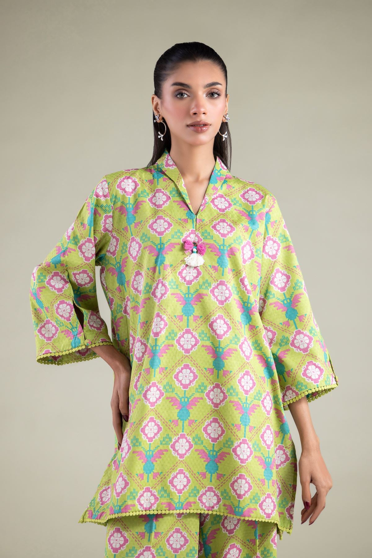 Printed Cotton Dobby Kurta - 1-26-108-A-F-VG